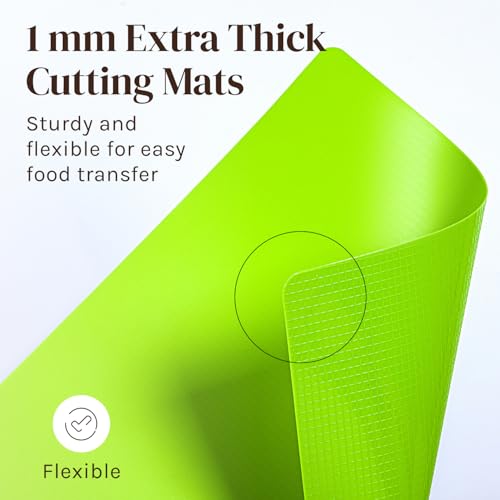 Extra Thick Flexible Plastic Cutting Board Mats, Set of 6 for Kitchen, BPA Free, Non-Slip Waffle Back, Dishwasher Safe Cutting Boards, Color Coded with Food Icons, 15x12 Inch - Cooler Kitchen - My Kitchen Products