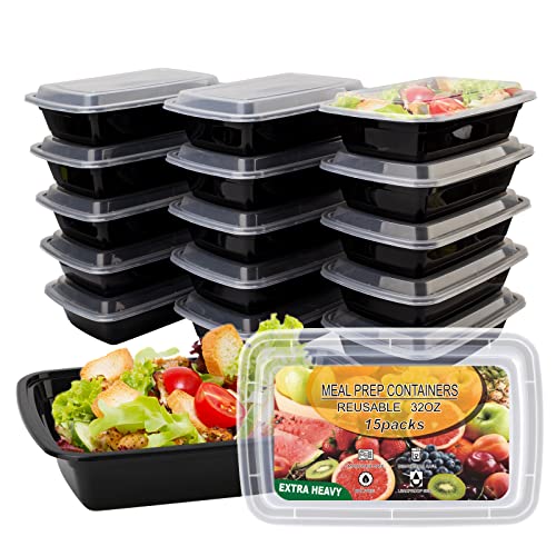 Ezalia 15 Pack- Meal Prep Containers 32oz, Plastic Food Prep Containers Reusable, Leakproof To Go Food Containers with Lids, BPA-Free, Microwave/Dishwasher/Freezer Safe - My Kitchen Products