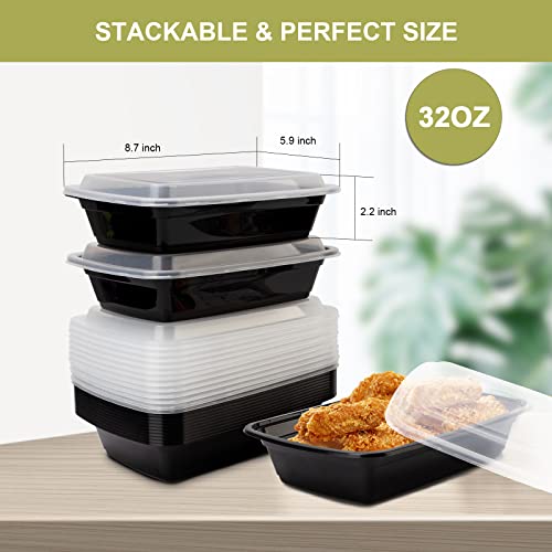 Ezalia 15 Pack- Meal Prep Containers 32oz, Plastic Food Prep Containers Reusable, Leakproof To Go Food Containers with Lids, BPA-Free, Microwave/Dishwasher/Freezer Safe - My Kitchen Products