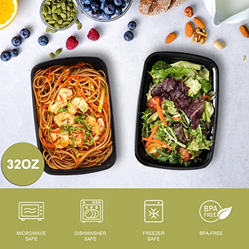 Ezalia 50 Pack- Meal Prep Containers 32oz, Plastic Food Prep Containers Reusable, Leakproof To Go Food Containers with Lids, BPA-Free, Microwave/Dishwasher/Freezer Safe - My Kitchen Products