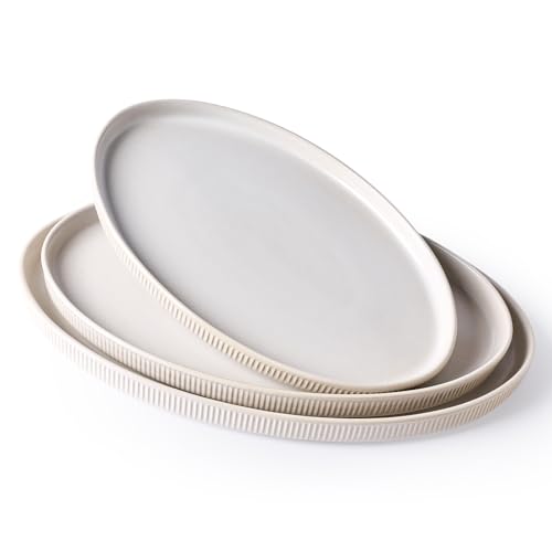 famiware Serving Platter, 16/14.6/12.9 Inch Serving Dishes for Entertaining, Party Serving Trays for Food, Buffet Oval