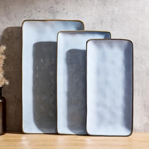 Famiware Serving Platter, Rectangular 15.67/14.1/12.6inch Serving Dishes for Entertaining, Reactive