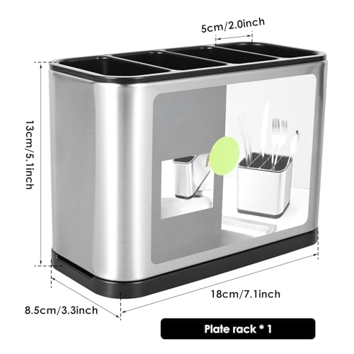 FAMIWIN Silverware Cutlery Organizer, Stainless Steel Kitchen Utensil Holder with 4 Compartments for Counter, Caddy Organizer for Faltware Spoon Fork and Tool - My Kitchen Products