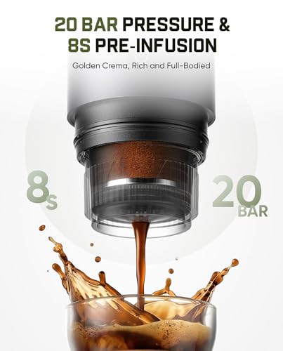 Fanttik Cafein 11 Portable Coffee Machine, Self-Heating Electric Espresso Machine with USB-C, 20 Bar Coffee Maker for Travel, Hiking, Gym and Office, Ideal for Dad - My Kitchen Products
