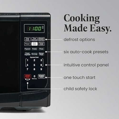 Farberware 0.7 Cu. Ft. Countertop Microwave Oven – 700 Watts Power, Auto Cook Settings, Defrost, Easy Clean and Child Safety Lock - Black - My Kitchen Products