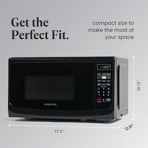 Farberware 0.7 Cu. Ft. Countertop Microwave Oven – 700 Watts Power, Auto Cook Settings, Defrost, Easy Clean and Child Safety Lock - Black - My Kitchen Products