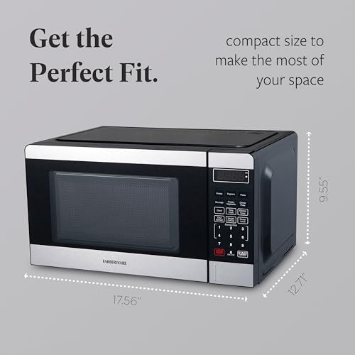 Farberware 0.7 Cu. Ft. Countertop Microwave Oven – 700 Watts Power, Auto Cook Settings, Defrost, Easy Clean and Child Safety Lock - Stainless and Black - My Kitchen Products