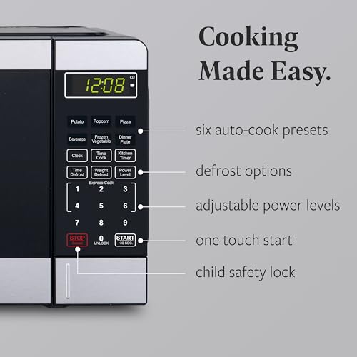 Farberware 0.7 Cu. Ft. Countertop Microwave Oven – 700 Watts Power, Auto Cook Settings, Defrost, Easy Clean and Child Safety Lock - Stainless and Black - My Kitchen Products