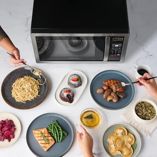 Farberware 1.1 Cu. Ft. Countertop Microwave Oven – 1000 Watts Power, Auto Cook Settings, Defrost, Easy Clean and Child Safety Lock - Stainless - My Kitchen Products