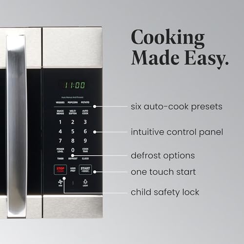 Farberware 1.7 Cu. Ft. Over-the-Range Microwave Oven – 1000 Watts Power, Auto Cook Settings, Defrost, Easy Clean and Child Safety Lock - Stainless - My Kitchen Products