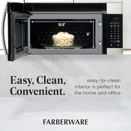 Farberware 1.7 Cu. Ft. Over-the-Range Microwave Oven – 1000 Watts Power, Auto Cook Settings, Defrost, Easy Clean and Child Safety Lock - Stainless - My Kitchen Products