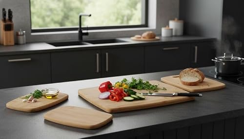 Farberware 4-Piece Bamboo Cutting Board Set - Reversible Boards for Chopping, Slicing, Charcuterie and Meal Prep - Kitchen Essential, Housewarming or Back-to-School Gift - My Kitchen Products