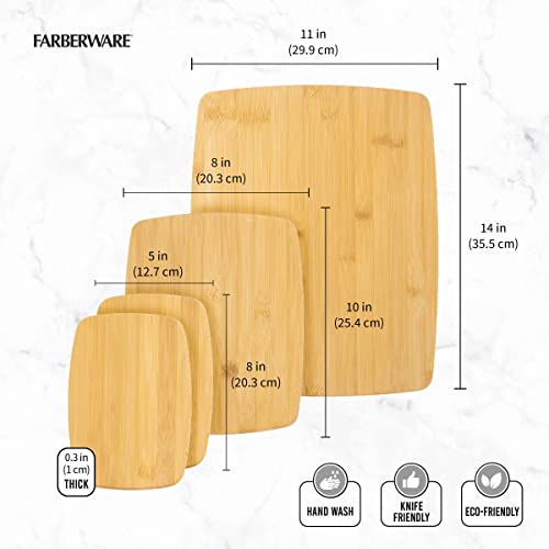 Farberware 4-Piece Bamboo Cutting Board Set - Reversible Boards for Chopping, Slicing, Charcuterie and Meal Prep - Kitchen Essential, Housewarming or Back-to-School Gift - My Kitchen Products