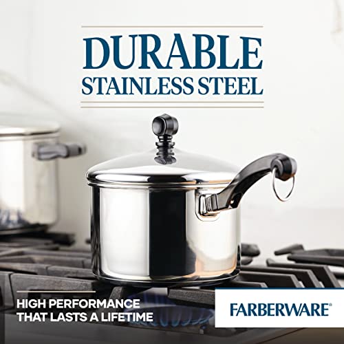 Farberware Classic Series Stainless Steel Sauce Pan with Lid, 2-Quart, Sauce Pans for the Kitchen, Silver - My Kitchen Products