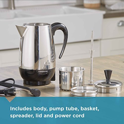 Farberware Electric Coffee Percolator, Stainless Steel Basket, Automatic Keep Warm, No-Drip Spout, 8 Cup - My Kitchen Products
