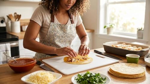 FARBERWARE Large Cutting Board, Dishwasher- Safe Plastic Chopping Board for Kitchen with Easy Grip Handle, 11in by 14in, White - My Kitchen Products