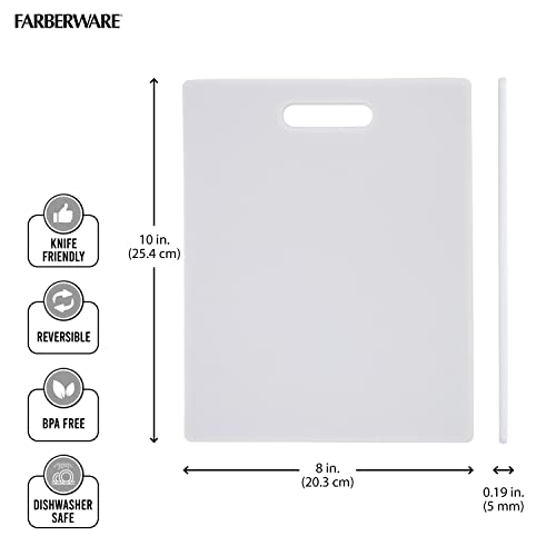 FARBERWARE Reversible Plastic Cutting Board, 8x10 Inch, White, Dishwasher Safe, Non-Porous and Durable for Chopping, Slicing, Prep, Easy to Store - My Kitchen Products