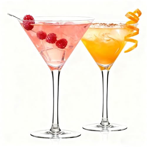 Farielyn-X Martini Glasses Set of 2, 9 oz Crystal Cocktail Glasses, Hand Blown Crystal Martini Glasses for Espresso