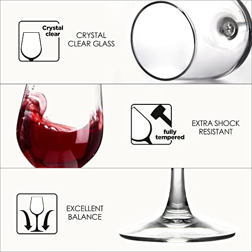 FAWLES Fully Tempered Wine Glasses, Shock Resistant Wine Glass Set for Red or White Wine, Dishwasher Safe Stem Glasses for Restaurants, Bars, Home (Set of 8, 15.5 oz) - My Kitchen Products
