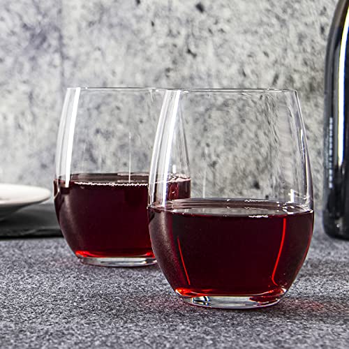 FAWLES Stemless Wine Glasses Set of 12, 15 Ounce Smooth Rim Standard Wine Glass Tumbler for Red, White Wine, Dishwasher Safe - My Kitchen Products