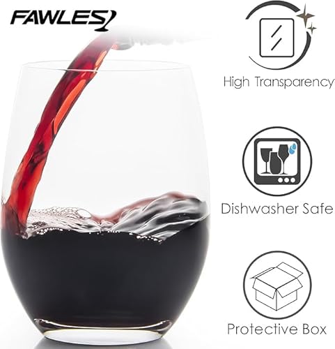 FAWLES Stemless Wine Glasses Set of 12, 15 Ounce Smooth Rim Standard Wine Glass Tumbler for Red, White Wine, Dishwasher Safe - My Kitchen Products