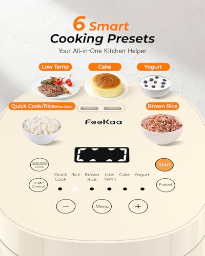 Feekaa Rice Cooker Small, 3-Cup Uncooked (6-Cup Cooked), Compact Mini Rice Cooker Small Kitchen with Ceramic Coated Inner Pot, Rice Maker with 6 Menu Options, 12H Delay Timer, Low Temperature Cooking - My Kitchen Products
