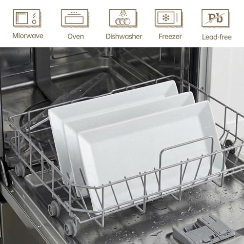 Feenmai 12" Serving Platters Set of 4, White Rectangular Plates, Ceramic Serving Tray, Stackable Large Party Plates for Appetizer, Dessert, Steak, Sushi, Housewarming Gift, Oven Dishwasher Safe - My Kitchen Products