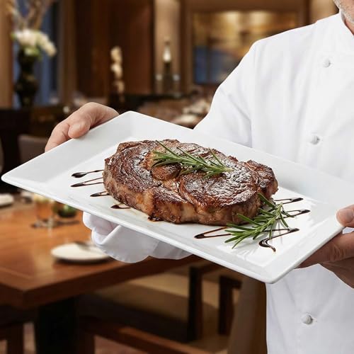 Feenmai 12" Serving Platters Set of 4, White Rectangular Plates, Ceramic Serving Tray, Stackable Large Party Plates for Appetizer, Dessert, Steak, Sushi, Housewarming Gift, Oven Dishwasher Safe - My Kitchen Products