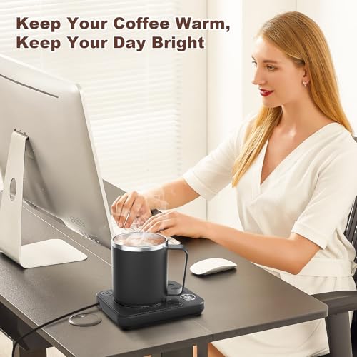 Felibeaco Coffee Mug Warmer &Mug Set for Desk, Smart Coffee Cup Warmer with 16oz Heated Mug, Cup Heater with Auto Shut Off for Office/Home, Coffee Gifts for Women/Men/Dad on Father‘s Day, Black - My Kitchen Products