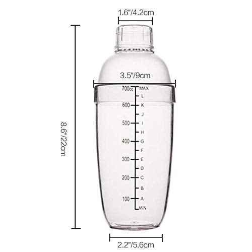 FEOOWV 2 Pcs Plastic Cocktail Shaker,Drink Mixer Hand Shaker Cup with Scales,Bar Tool Transparent (24 oz / 700cc) - My Kitchen Products