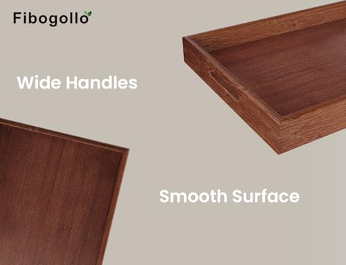 Fibogollo Bamboo Set of 2 Serving Tray with Handles,Decorative Trays Platter,Breakfast Tray in Bed,Food Drinks Tray for Eating,Working,Storing(Brown) - My Kitchen Products