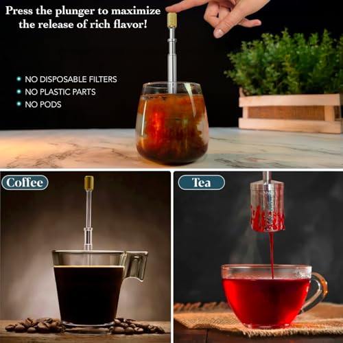 FinalPress Original Coffee & Tea Maker – Portable Stainless Steel Micro French Press – Patented 3-in-1 Technology for Hot, Iced & Cold Brew – Perfect for Home, Camping & Travel - My Kitchen Products