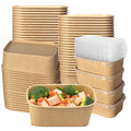 FISDEN 50 Pack Kraft Paper Food Container, 25 OZ Disposable Salad Bowls with Lids, Oil-Proof Rectangular Soup Bowls for Meal Prep Snack Takeout, Microwave Freezer Safe - My Kitchen Products