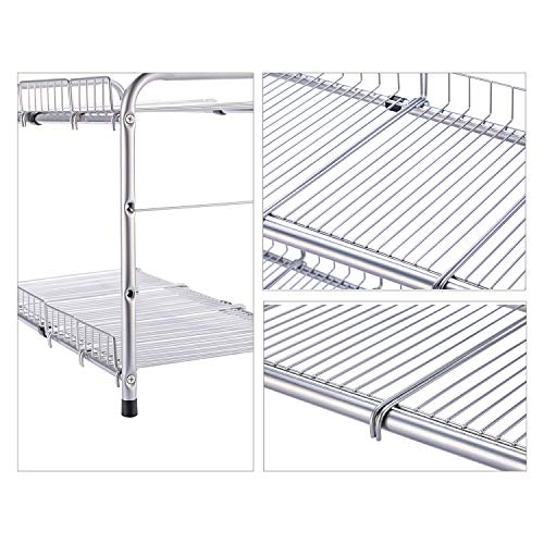 FlagShip 2 Tier Under Sink Organizers and Storage Rack Expandable Cabinet Shelf for Kitchen Bathroom Silver (17-25 inches) - My Kitchen Products