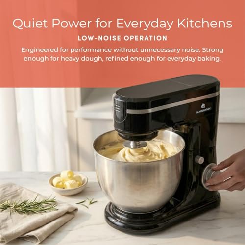 Flamebrook ProMix 1000 Stand Mixer, 700W Tilt-Head Kitchen Mixer with 6.3-Qt Stainless Steel Bowl, 6-Speed Control, Dough Hook, Flat Beater & Whisk, Planetary Mixing Action, Black - My Kitchen Products