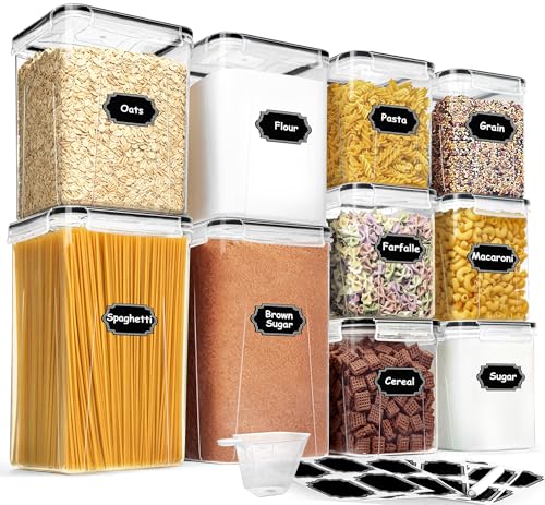Flour Sugar Storage Containers, 10 Pack Large Airtight Food Storage Containers with Lids for Kitchen Pantry Organization and Storage, BPA Free Plastic Canisters Sets for Cereal, Rice and Baking - My Kitchen Products