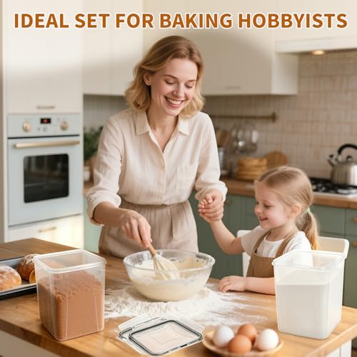 Flour Sugar Storage Containers, 10 Pack Large Airtight Food Storage Containers with Lids for Kitchen Pantry Organization and Storage, BPA Free Plastic Canisters Sets for Cereal, Rice and Baking - My Kitchen Products