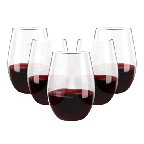 FOCUSLINE 20 Pack 16 Oz Plastic Wine Glasses, Stemless Plastic Wine Cups Heavy