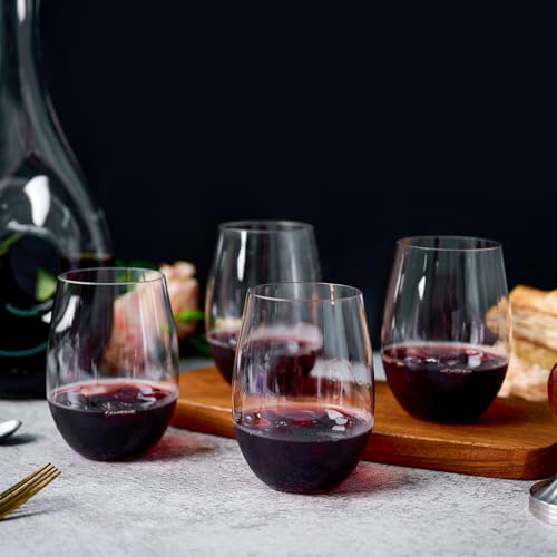 FOCUSLINE 20 Pack 16 Oz Plastic Wine Glasses, Stemless Plastic Wine Cups Heavy Duty, Unbreakable Disposable Wine Glasses for Wedding or Party - My Kitchen Products