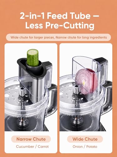 FOHERE Food Processor, 12 Cup, 2-in-1 Feed Chute Food Chopper & Meat Grinder, 500 Watt Motor, BPA Free, Stainless Steel, Procesador de Alimentos for Mincing, Dicing, Shredding, Puree & Kneading Dough - My Kitchen Products