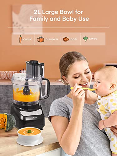 FOHERE Food Processor, 12 Cup, 2-in-1 Feed Chute Food Chopper & Meat Grinder, 500 Watt Motor, BPA Free, Stainless Steel, Procesador de Alimentos for Mincing, Dicing, Shredding, Puree & Kneading Dough - My Kitchen Products