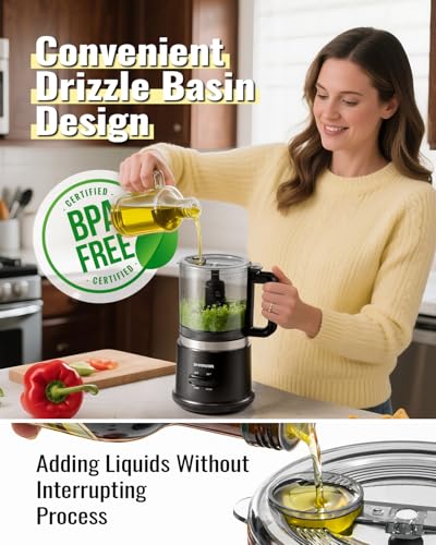 Food Chopper, 4 Cup Mini and Fast Food Processor, Electric Meat Grinder with 2 Speed, 4 Stainless Steel Blades, and Whisk, 400W Power for Chopping, Mixing, Emulsifying, Puree and Whisking, BPA-Free - My Kitchen Products