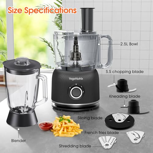 Food Processor and Blender Combo, 88 oz Food Chopper for Meat, Vegetable and Dough, 70 oz 700W Glass Jar Blender with 2 Speeds and Pulse for Smoothie, Nutrient Extractions, and More - My Kitchen Products