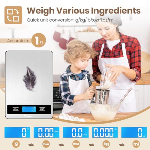 Food Scale, 11lb Kitchen Scale with 0.05oz/1g Precision, 6 Units Tare Function & LCD Display, Stainless Steel Digital Scale for Baking, Cooking, Meal Prep - Kitchen Gadgets & Gifts, Home Essentials - My Kitchen Products
