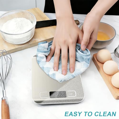 Food Scale, 11lb Kitchen Scale with 6 Units Tare Function & LCD Display, 0.05oz/1g Stainless Steel Digital Food Scale Grams and Ounces for Baking, Cooking, Dieting and Meal Prep (Batteries Included) - My Kitchen Products