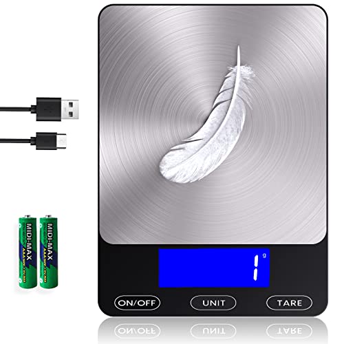 Food Scale -33lb Digital Kitchen Scale for Food Ounces Grams Rechargeable 304 Stainless Steel,Batteries and Type-C Charging | Perfect for Meal Prep, Cooking, and Baking, Black - My Kitchen Products