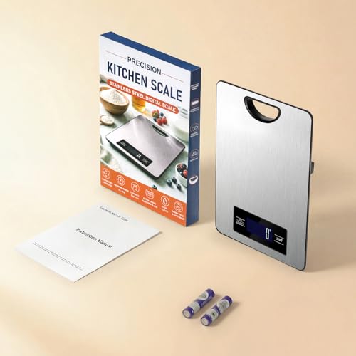 Food Scale, Digital Food Scale, Kitchen Scale with Hang Loop, 11lb Precise Baking Scale, Stainless Steel–High Precision Digital Scale for Food, Measures Grams, Ounces, Perfect for Home Cooking Baking - My Kitchen Products