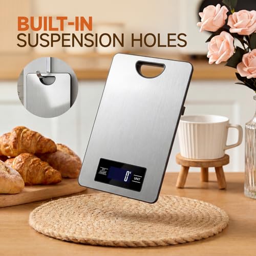 Food Scale, Digital Food Scale, Kitchen Scale with Hang Loop, 11lb Precise Baking Scale, Stainless Steel–High Precision Digital Scale for Food, Measures Grams, Ounces, Perfect for Home Cooking Baking - My Kitchen Products