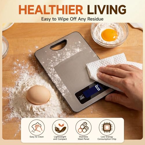 Food Scale, Digital Food Scale, Kitchen Scale with Hang Loop, 11lb Precise Baking Scale, Stainless Steel–High Precision Digital Scale for Food, Measures Grams, Ounces, Perfect for Home Cooking Baking - My Kitchen Products