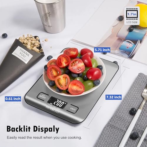 Food Scale, Kitchen Scales Digital Weight Food Grams and Ounces for Weight Loss Baking Cooking of NUTRI FIT, Max 11lb 1g Increment, Backlight LCD Smart Tare Stainless Steel, Easy to Use, AAA Battery - My Kitchen Products